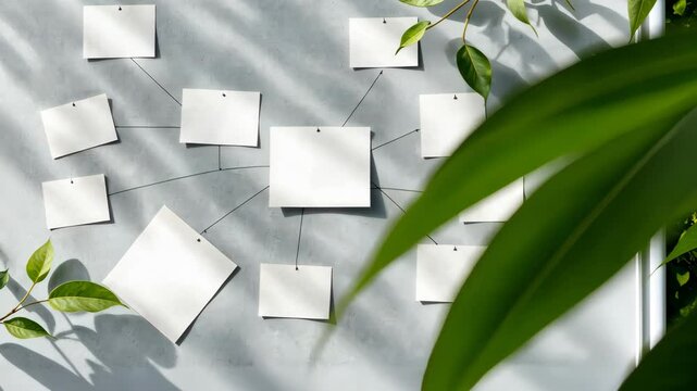 Brainstorming Nature's Plan: A collaborative mind map springs to life on a modern surface. Embracing creativity and innovation, a network of ideas blossoms.