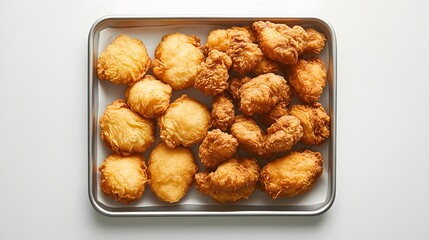 Golden Fried Chicken Pieces And Nuggets In A Tray