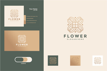 Elegant Gold Floral Logo Design with Business Cards