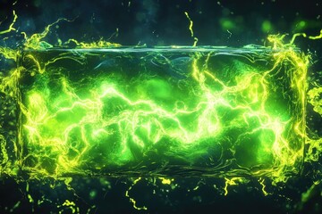 Glowing green energy cube with lightning bolts inside