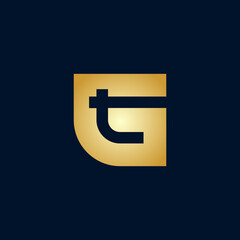 Elegant Gold Initial T G Logo Design On Dark Background
