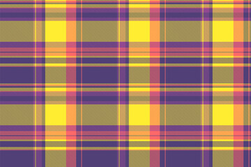 Contour tartan check textile, selection seamless pattern texture. Merry christmas vector background plaid fabric in indigo and yellow colors.