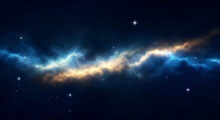 Fototapeta premium A celestial gradient with deep indigo, gold, and cosmic dust, Ai Generated