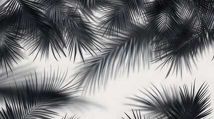 Obraz premium 62. Detailed shadow of palm branches casting an elegant silhouette on a transparent backdrop for nature designs