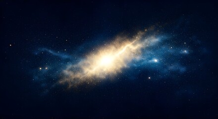 Fototapeta premium A celestial gradient with deep indigo, gold, and cosmic dust, Ai Generated