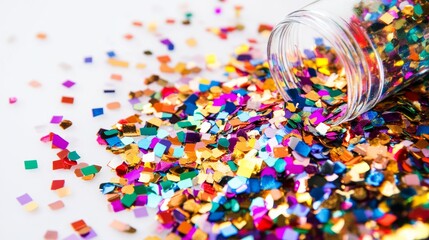 A Pile Of Different Glossy Large Confetti On A Wh