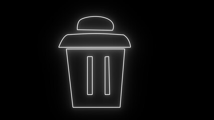 glowing neon eraser icon. Delete neon icon on black background. Glowing neon line Trash can icon on black background. Recycle basket icon.