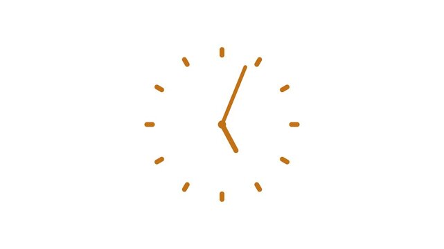 Minimalist Analog Clock Isolated Animation, Minimalist analog clock with hands and markers on a white background