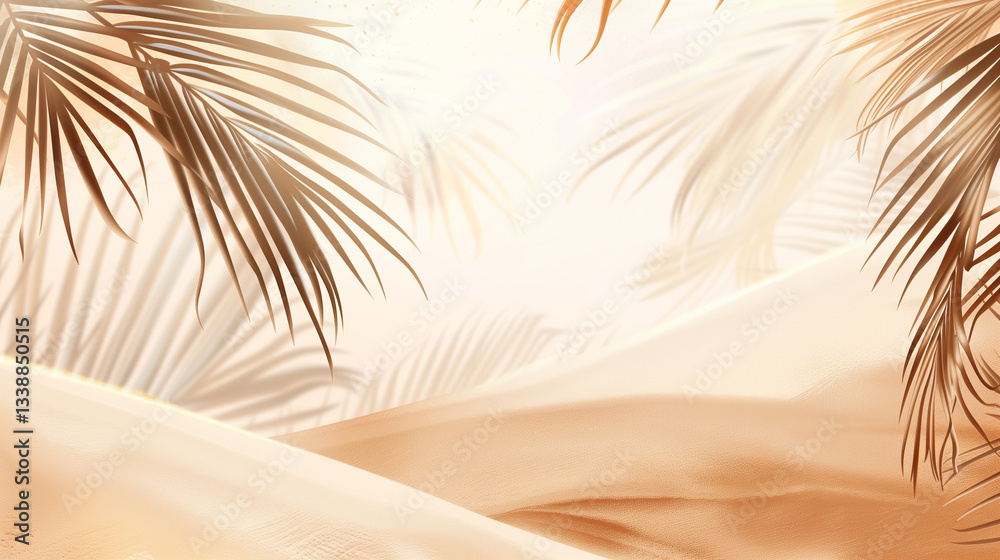 Poster summer abstract background beach color soft light with palm leaves and shadows