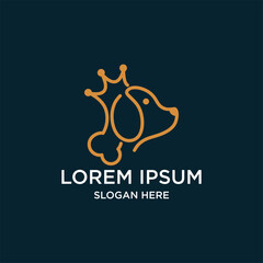 Elegant Line Art Dog Logo With Crown