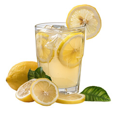 Refreshing Lemonade in Glass with Fresh Lemon Slices and Mint Leaves, Perfect for Hot Summer Days