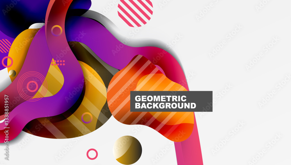 Poster abstract background - lines circles and liquid shapes