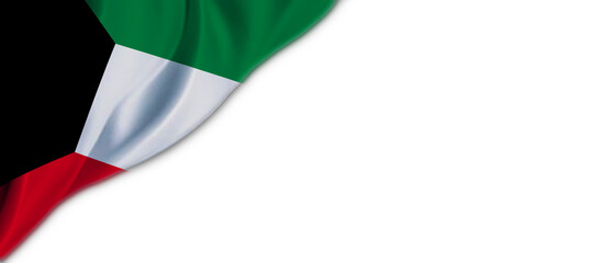 White background with Kuwait flag on the top left