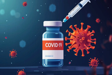bottle of Covid vaccine is being administered. Concept of urgency and importance, as the vaccine is being used to combat a global pandemic