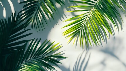 Obraz premium 76. Palm fronds casting soft shadows on a transparent surface, perfect for creating tropical and nature designs