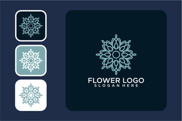 Elegant Teal Flower Logo Design Variations