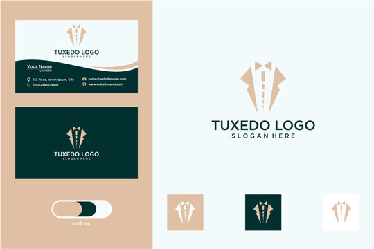 Elegant Tuxedo Logo Design with Business Card Mockup