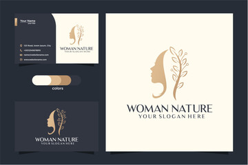Elegant Woman Nature Logo Design Branding Kit