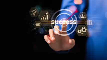 business success and growing concept ,Path to success ,Business Goal Success ,financial efficiency and investment with business strategy for goals ,professional achievement