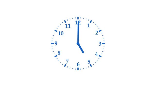 Minimalist simple clock isolated animation without rim on white background