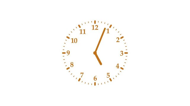 Minimalist simple clock isolated animation without rim on white background