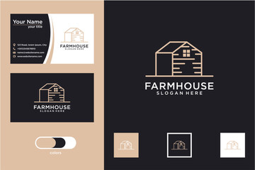 Farmhouse Logo Design with Business Cards and Minimalist Icons