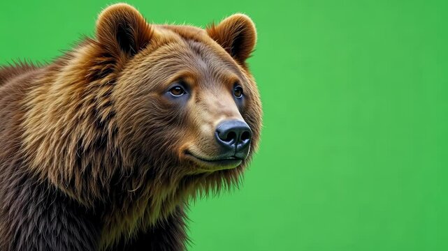 Brown Bear on Green Screen Background &ndash; Isolated Wildlife Footage