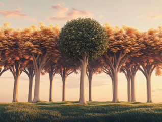 Row of trees, generative AI
