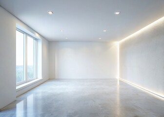Obraz premium Panoramic White Wall Texture: Clean Minimalist Interior Background