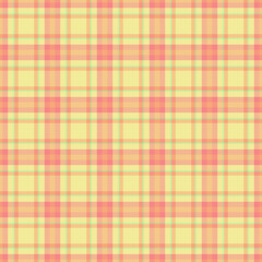 Crease pattern background textile, hippie check tartan fabric. Tweed seamless plaid texture vector in yellow and orange colors.