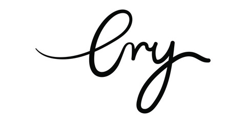 Evocative elegant serif typography featuring the word 'Cry' in a poignant and refined design, ideal for emotional art, heartfelt prints, or melancholic branding.