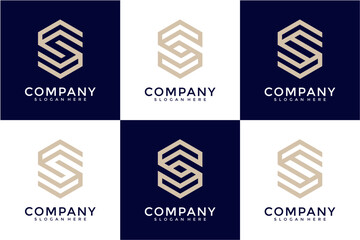 Geometric Letter S Logo Variations In Different Backgrounds