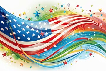 Panoramic Organic Illustrations: Celebrating Independence Day Freedom