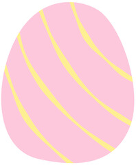 Cute egg graphic design elements in pastel color for easter day with flora flower, wave line, ribbon, heart, or circle elements