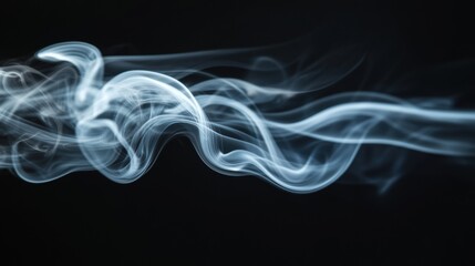 Fototapeta premium Delicate wisps of light smoke curling gracefully in a dark, serene environment