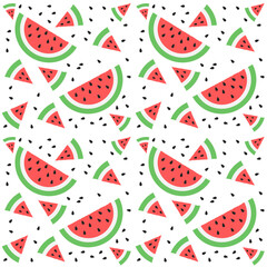 Watermelon slices seamless pattern vector illustration 