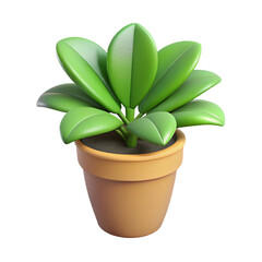 A vibrant 3D rendering of a potted plant with lush green leaves