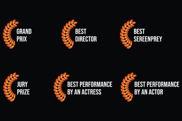 Film Festival Awards Nominations  Best Director, Actor, Screenplay Laurel Icon Set
