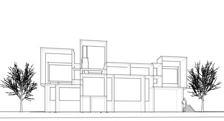 abstract architecture house 3d illustration