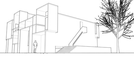 abstract architecture house 3d illustration