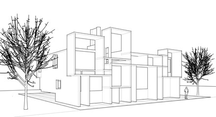 abstract architecture house 3d illustration