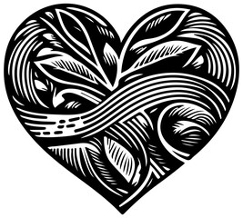 Jubilant Love Heart Silhouette Black Vector Design