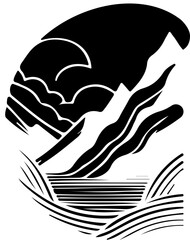 silhouette of a sea Tribal tattoo vector illustration design