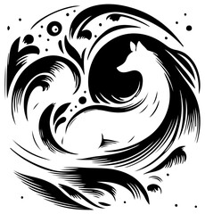 Obraz premium abstract black and white background Tribal tattoo vector illustration animal silhouette pattern design