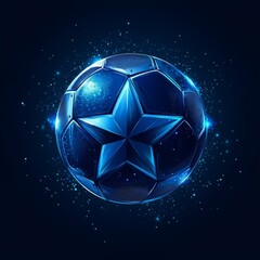 A European football league design with a blue star-line ball and dark blue background. 