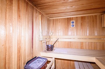 standard interior wooden bath, sauna, steam room