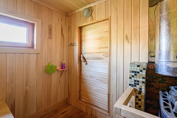 standard interior wooden bath, sauna, steam room