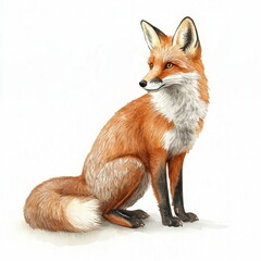 Fototapeta premium watercolor charming fox boho style realistic