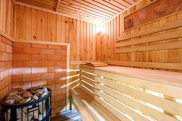 standard interior wooden bath, sauna, steam room