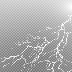 lightnings. Thunder-storm and lightnings. Magic and bright lighting effects. Vector Illustration.